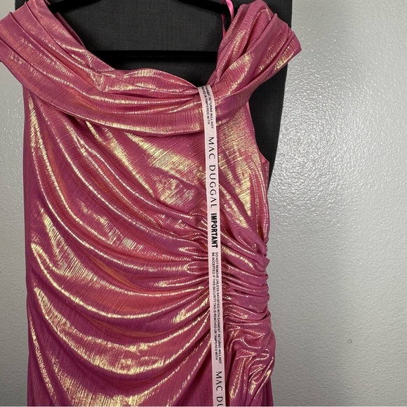 Mac Duggar Women’s Elegant Asymmetric Neck Side Ruched Dress Gown Size 12 - Picture 6 of 11